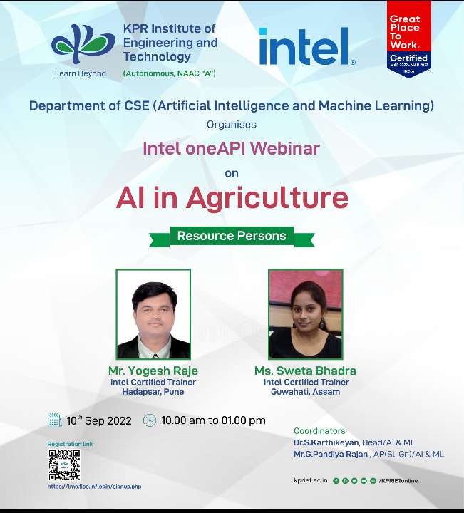 INTEL ONEAPI WEBINAR ON AI IN AGRICULTURE